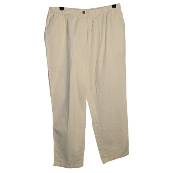 Woman Within Pants - Womens White Elastic Waist Cotton Slacks Woman Within Plus